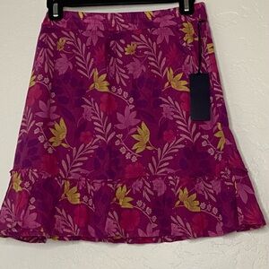 Rachel Roy Women's Floral  Ruffle Purple/Pink Mini Skirt Size L NWT